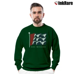 Men’s Des Moines Flag Local Pride Crewneck Sweatshirt in forest green | Cozy Fabric, Clean Style