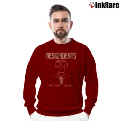 Men’s Descendents Milo Goes To College Crewneck Sweatshirt in maroon | Cozy Fabric, Clean Style