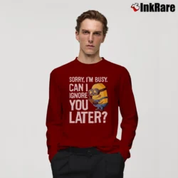 Men’s Despicable Me Minions Can I Ignore You Later Graphic Long-Sleeve Shirt in maroon | Sleek, Lightweight, Year-Round Wear