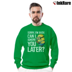 Men’s Despicable Me Minions Can I Ignore You Later Graphic Crewneck Sweatshirt in irish green | Cozy Fabric, Clean Style