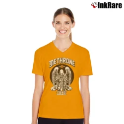 Women’s Dethrone Smooth Angel Graphic V-Neck Tee in orange | Chic Neckline, Soft Texture