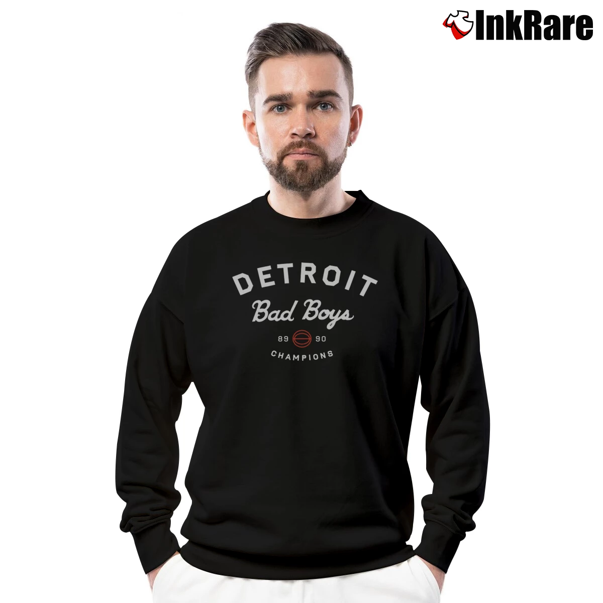 Men’s Detroit Bad Boys Basketball Crewneck Sweatshirt in black | Cozy Fabric, Clean Style
