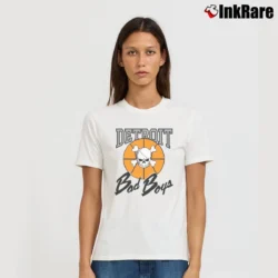 Women’s Detroit Bad Boys Pistons Basketball Classic Signature T-Shirt in white | Soft, Flattering Fit