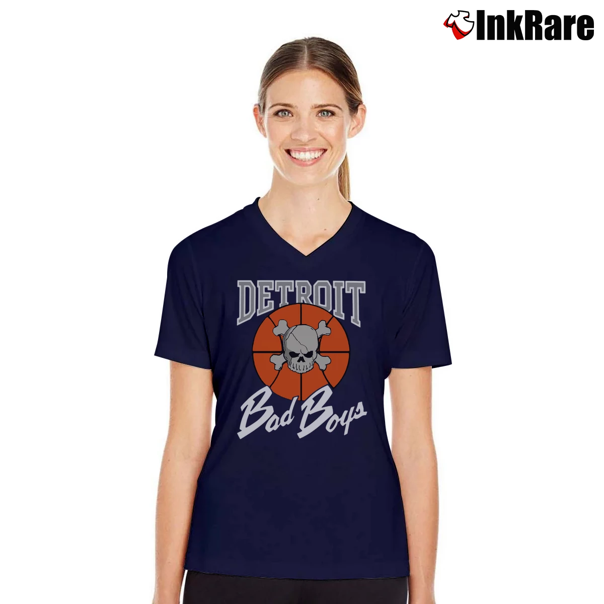 Detroit Bad Boys Women’s V-Neck Tee in navy – Flattering Fit Women’s Detroit Bad Boys V-Neck Tee in navy | Chic Neckline, Soft Texture
