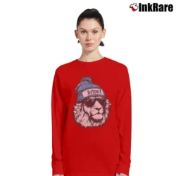 Women’s Detroit Football Lion Mascot Game Day Classic Long-Sleeve Top in red | Sleek, Versatile, All-Season
