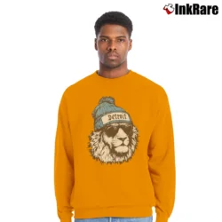 Men’s Detroit Football Lion Mascot Game Day Classic Crewneck Sweatshirt in orange | Cozy Fabric, Clean Style
