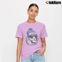 Women’s Detroit Football Lion Mascot Game Day Classic Signature T-Shirt in light pink | Soft, Flattering Fit