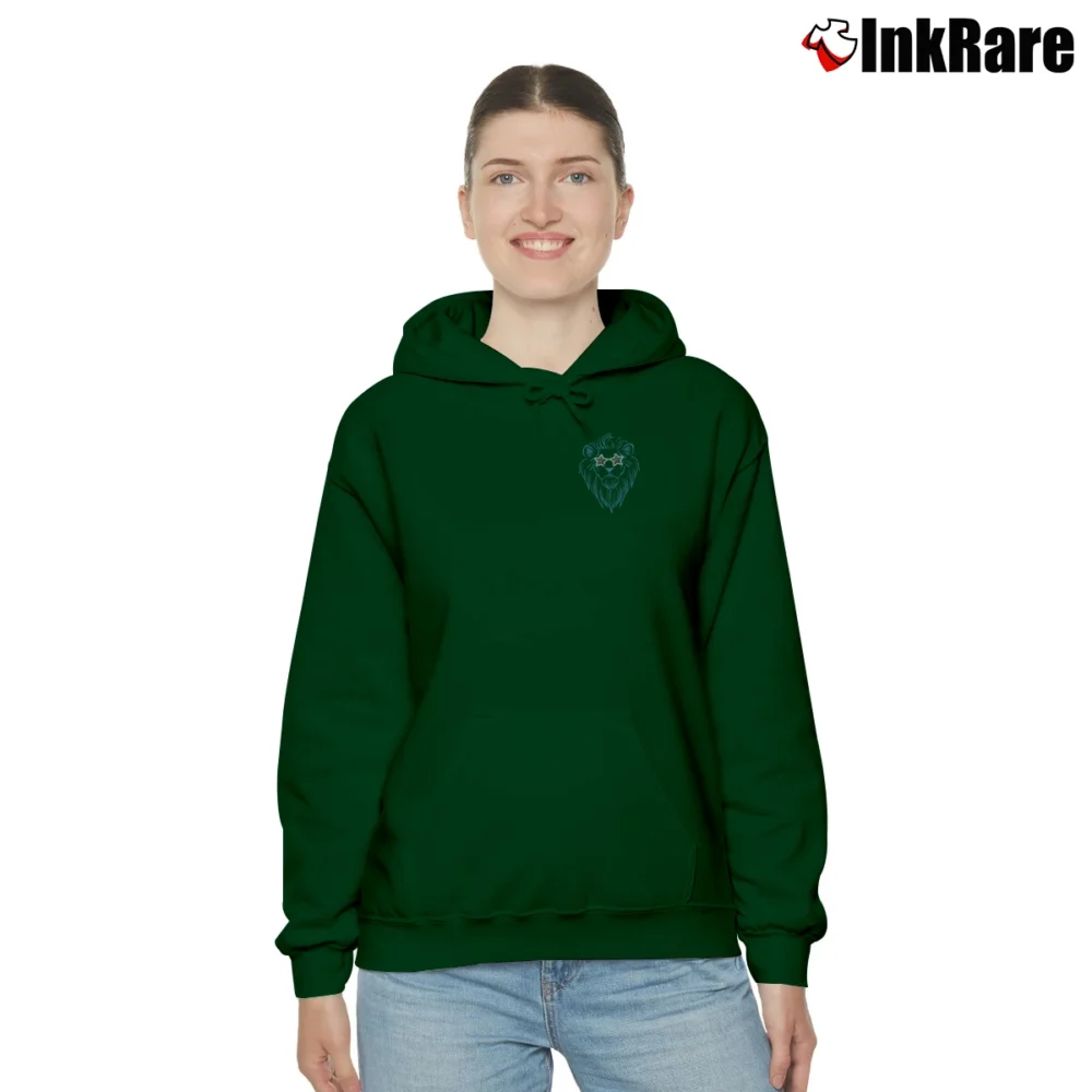 Women’s Detroit Football Retro Lion Mascot Game Day Sweatshirt Cozy Hoodie in forest green | Warm, Structured, Stylish