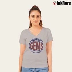Women’s Detroit Gems Basketball Classic V-Neck Tee in sport grey | Chic Neckline, Soft Texture