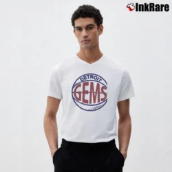 Men’s Detroit Gems Basketball Classic V-Neck Tee in white | Sharp, Breathable, Everyday Staple