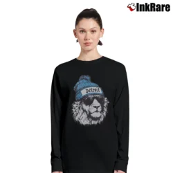 Women’s Detroit Lion Mascot Football Game Day Fan Long-Sleeve Top in black | Sleek, Versatile, All-Season