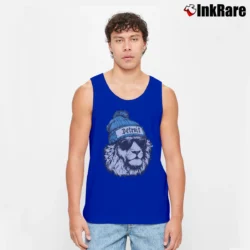 Men’s Detroit Lion Mascot Football Game Day Fan Tank Top in royal blue | Breathable, Active-Friendly Design