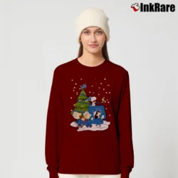 Women’s Detroit Lions Are Coming To Town Snoopy Christmas Long-Sleeve Top in maroon | Sleek, Versatile, All-Season