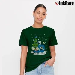Women’s Detroit Lions Are Coming To Town Snoopy Christmas Signature T-Shirt in forest green | Soft, Flattering Fit