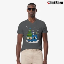 Men’s Detroit Lions Are Coming To Town Snoopy Christmas V-Neck Tee in charcoal | Sharp, Breathable, Everyday Staple