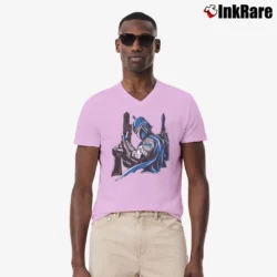 Men’s Detroit Lions Boba Fett Star Wars Football V-Neck Tee in light pink | Sharp, Breathable, Everyday Staple