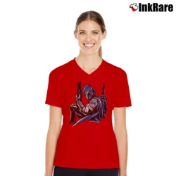 Women’s Detroit Lions Boba Fett Star Wars Football V-Neck Tee in red | Chic Neckline, Soft Texture