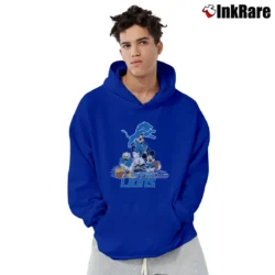 Men’s Detroit Lions Mickey Mouse Football Fan Pullover Hoodie in royal blue | Cozy, Durable, Modern Fit