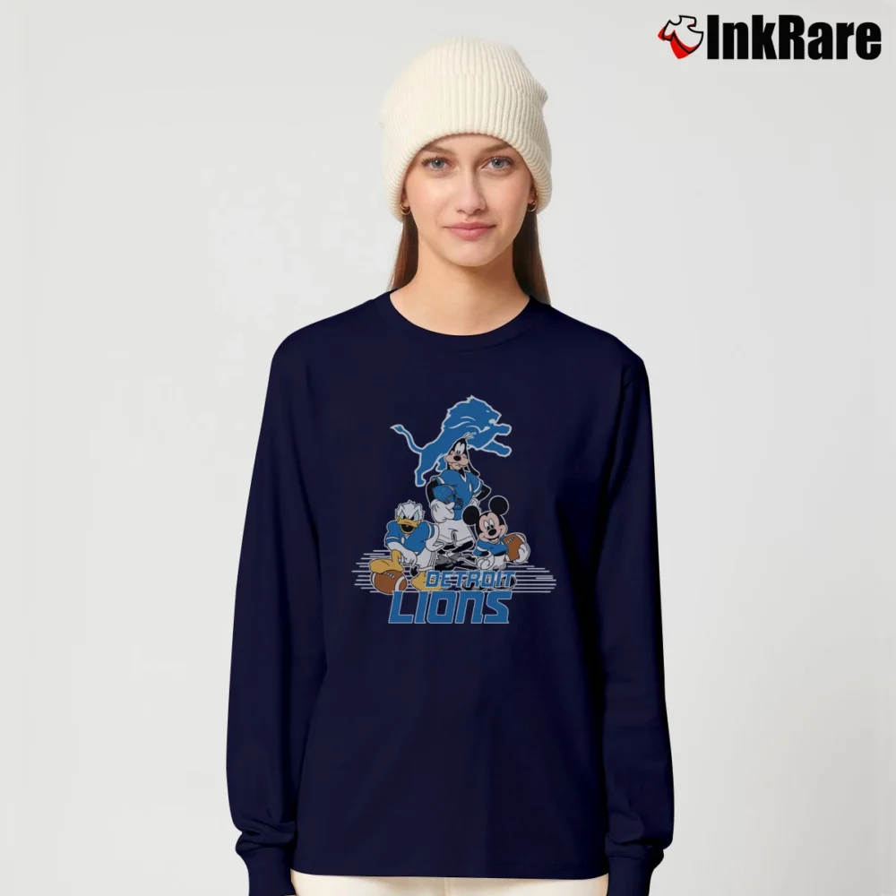Women’s Detroit Lions Mickey Mouse Football Fan Long-Sleeve Top in navy | Sleek, Versatile, All-Season