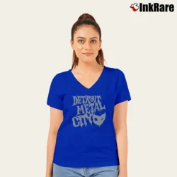 Women’s Detroit Metal City Japanese Anime Dragonball Crossover V-Neck Tee in royal blue | Chic Neckline, Soft Texture