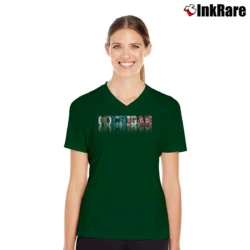 Women’s Detroit Michigan Sports Logos Tigers Lions V-Neck Tee in forest green | Chic Neckline, Soft Texture