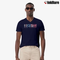 Men’s Detroit Michigan Sports Logos Tigers Lions V-Neck Tee in navy | Sharp, Breathable, Everyday Staple