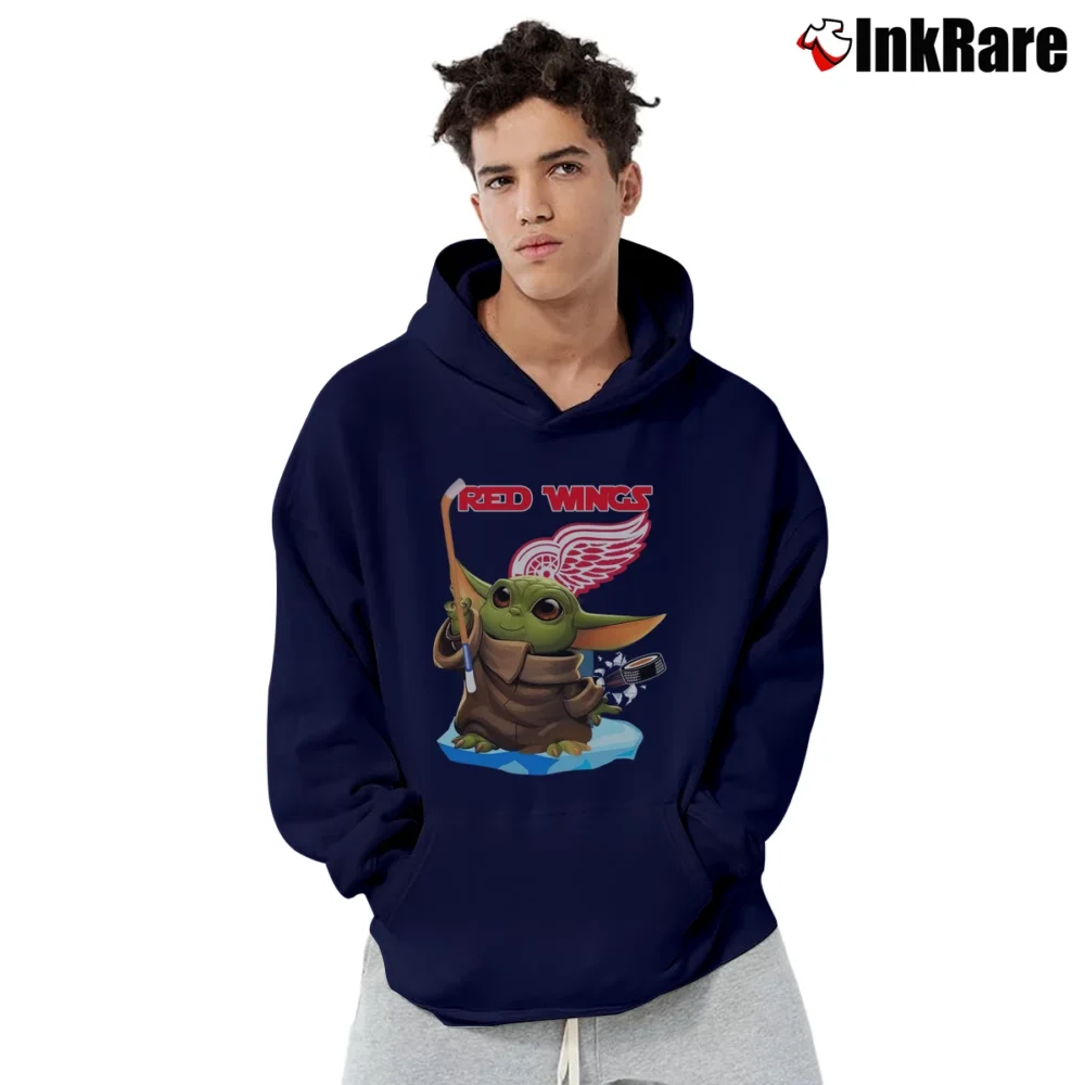 Men’s Detroit Red Wings Baby Yoda Star Wars Pullover Hoodie in navy | Cozy, Durable, Modern Fit