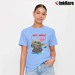 Women’s Detroit Red Wings Baby Yoda Star Wars Signature T-Shirt in light blue | Soft, Flattering Fit