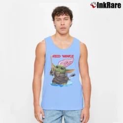 Men’s Detroit Red Wings Baby Yoda Star Wars Tank Top in light blue | Breathable, Active-Friendly Design