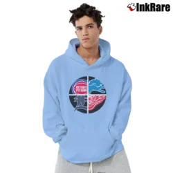 Men’s Detroit Sports Logos Lions Tigers Red Wings Pullover Hoodie in light blue | Cozy, Durable, Modern Fit