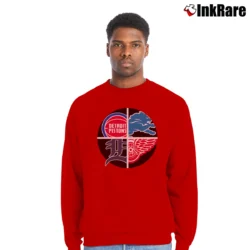 Men’s Detroit Sports Logos Lions Tigers Red Wings Crewneck Sweatshirt in red | Cozy Fabric, Clean Style