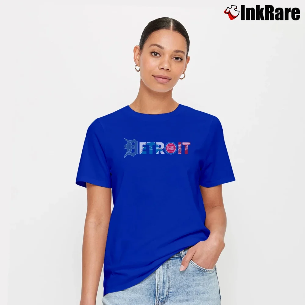 Women’s Detroit Sports Teams Tigers Lions Pistons Red Wings Signature T-Shirt in royal blue | Soft, Flattering Fit