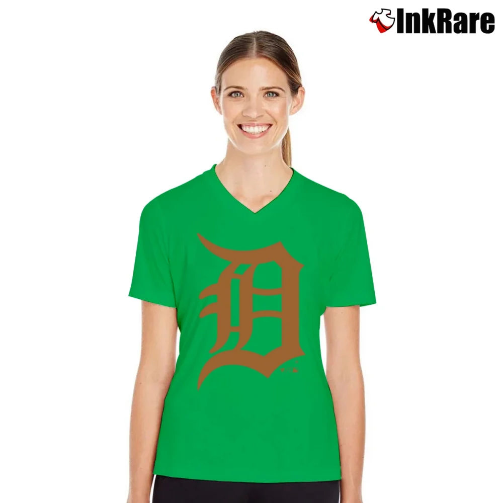 Women’s Detroit Tigers Logo Graphic V-Neck Tee in irish green | Chic Neckline, Soft Texture