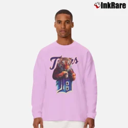 Men’s Detroit Tigers Retro MLB Rock Style Graphic Long-Sleeve Shirt in light pink | Sleek, Lightweight, Year-Round Wear