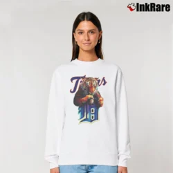 Women’s Detroit Tigers Retro MLB Rock Style Graphic Relaxed Sweatshirt in white | Soft, Laid-Back Vibe
