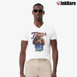 Men’s Detroit Tigers Retro MLB Rock Style Graphic V-Neck Tee in white | Sharp, Breathable, Everyday Staple