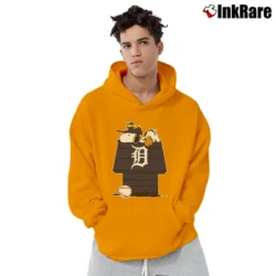 Men’s Detroit Tigers Snoopy And Woodstock Resting Together Mlb Pullover Hoodie in orange | Cozy, Durable, Modern Fit