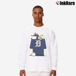 Men’s Detroit Tigers Snoopy And Woodstock Resting Together Mlb Long-Sleeve Shirt in white | Sleek, Lightweight, Year-Round Wear
