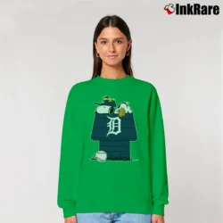 Women’s Detroit Tigers Snoopy And Woodstock Resting Together Mlb Relaxed Sweatshirt in irish green | Soft, Laid-Back Vibe