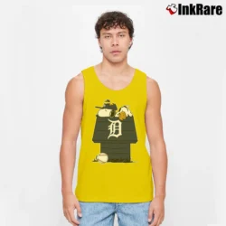 Men’s Detroit Tigers Snoopy And Woodstock Resting Together Mlb Tank Top in yellow | Breathable, Active-Friendly Design
