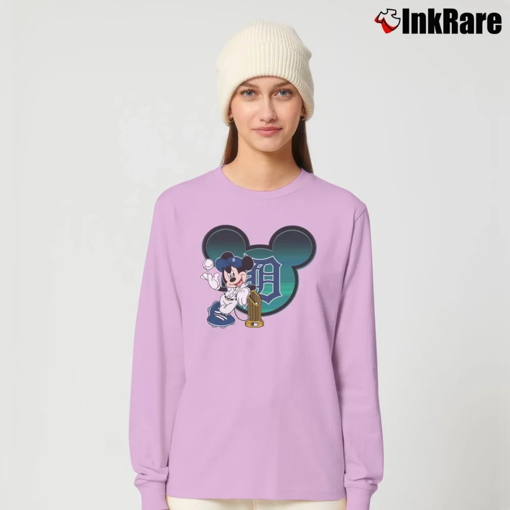 Women’s Detroit Tigers X Disney Mickey Trophy MLB Long-Sleeve Top in light pink | Sleek, Versatile, All-Season