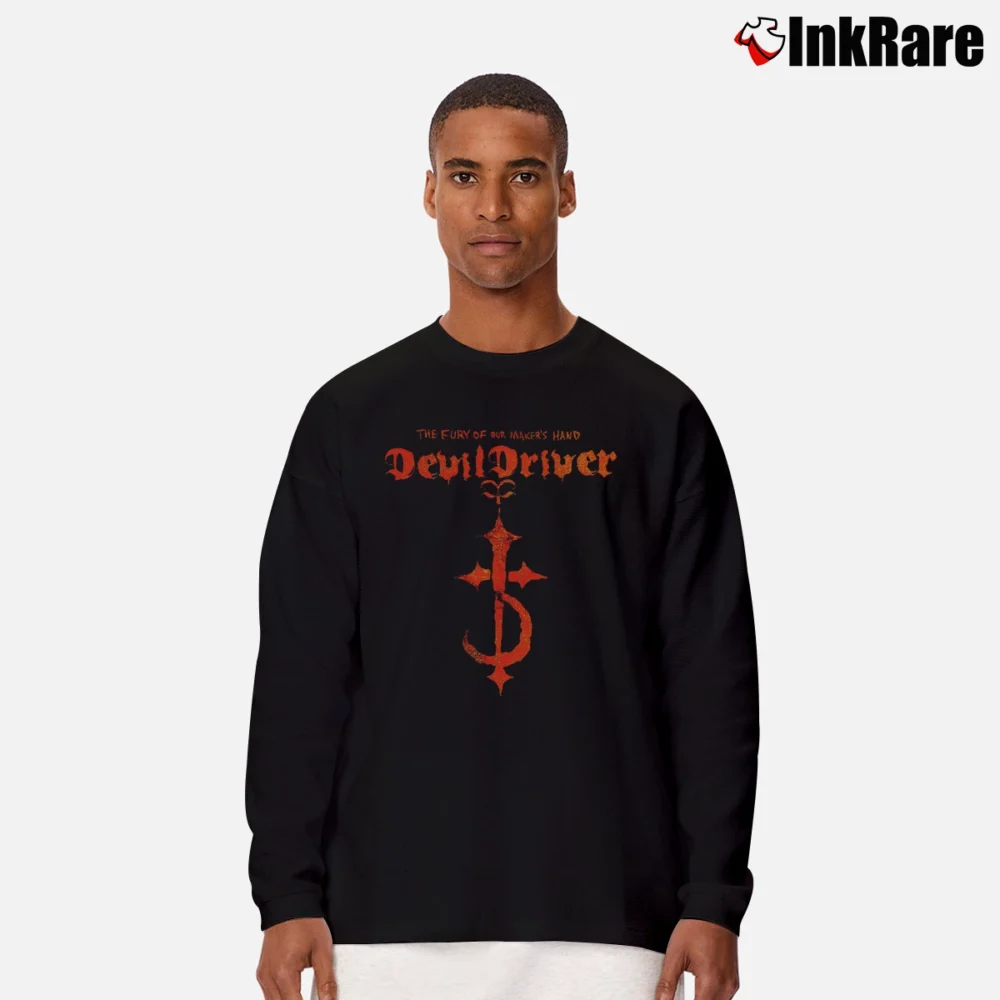 Men’s Devildriver Heavy Metal Logo Long-Sleeve Shirt in black | Sleek, Lightweight, Year-Round Wear