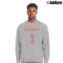 Men’s Devildriver Heavy Metal Logo Crewneck Sweatshirt in sport grey | Cozy Fabric, Clean Style