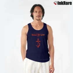 Men’s Devildriver Heavy Metal Logo Tank Top in navy | Breathable, Active-Friendly Design