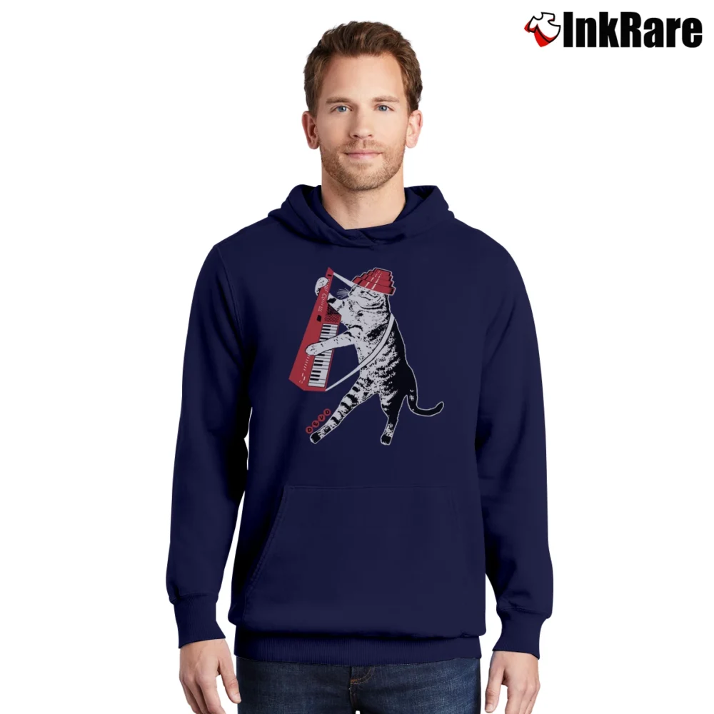 Men’s Devo Cat Band Pullover Hoodie in navy | Cozy, Durable, Modern Fit