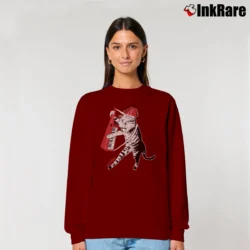 Women’s Devo Cat Band Relaxed Sweatshirt in maroon | Soft, Laid-Back Vibe