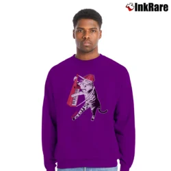 Men’s Devo Cat Band Crewneck Sweatshirt in purple | Cozy Fabric, Clean Style
