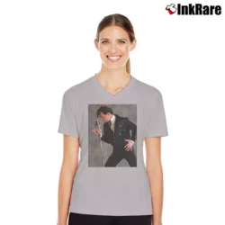 Women’s Dewey Cox Walk Hard Movie Fan V-Neck Tee in sport grey | Chic Neckline, Soft Texture