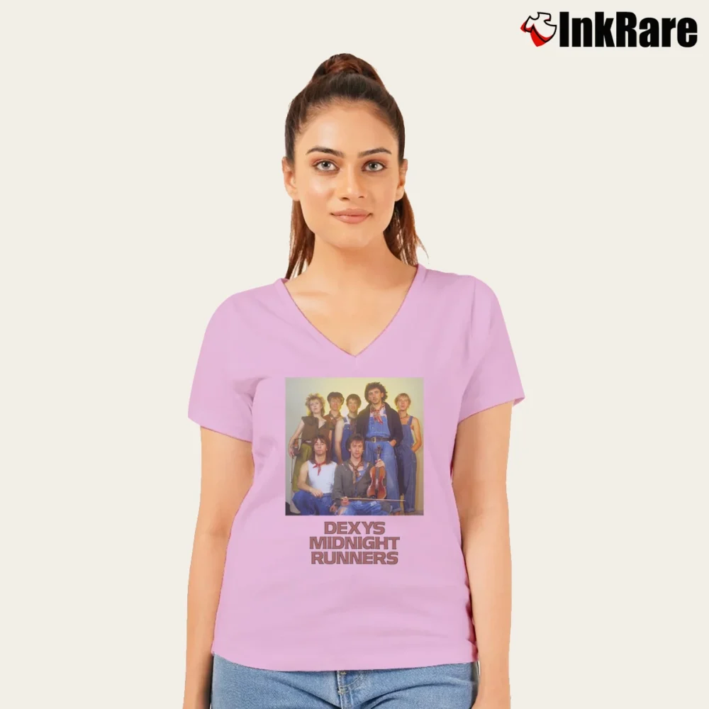 Women’s Dexys Midnight Runners V-Neck Tee in light pink | Chic Neckline, Soft Texture
