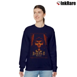 Women’s Diablo II Classic Skull Face Relaxed Sweatshirt in navy | Soft, Laid-Back Vibe